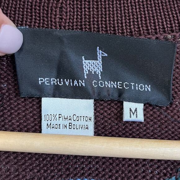 Peruvian Connection Womens Sweater Jacket Size M Brown Artsy Boho Western Heavy - Picture 8 of 10